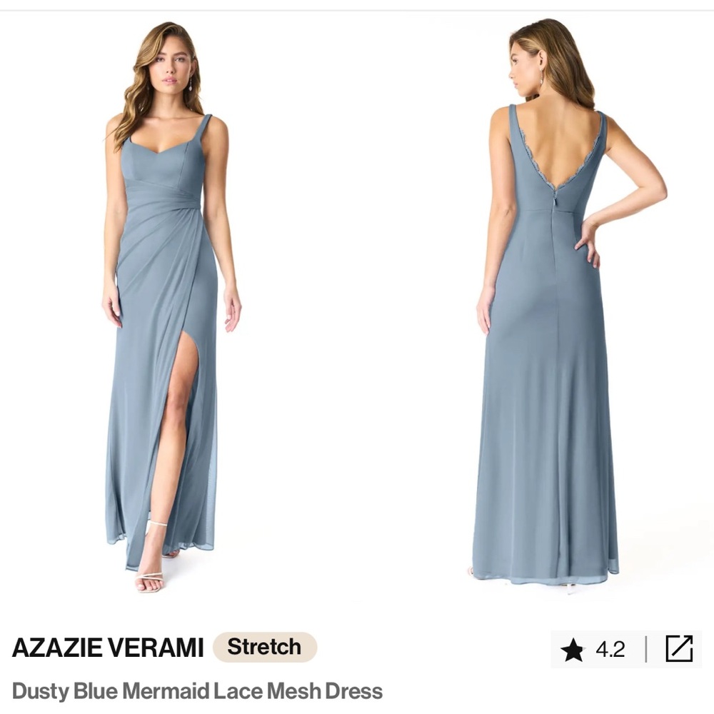 Azazie Verami NEVER ALTERED Dusty Blue Bridesmaid Dress